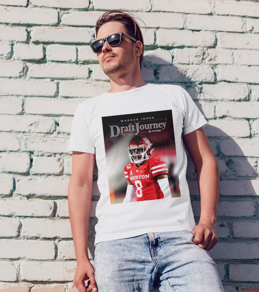 Marcus Jones New England Patriots NFL Draft Journey Houston Football T-Shirt