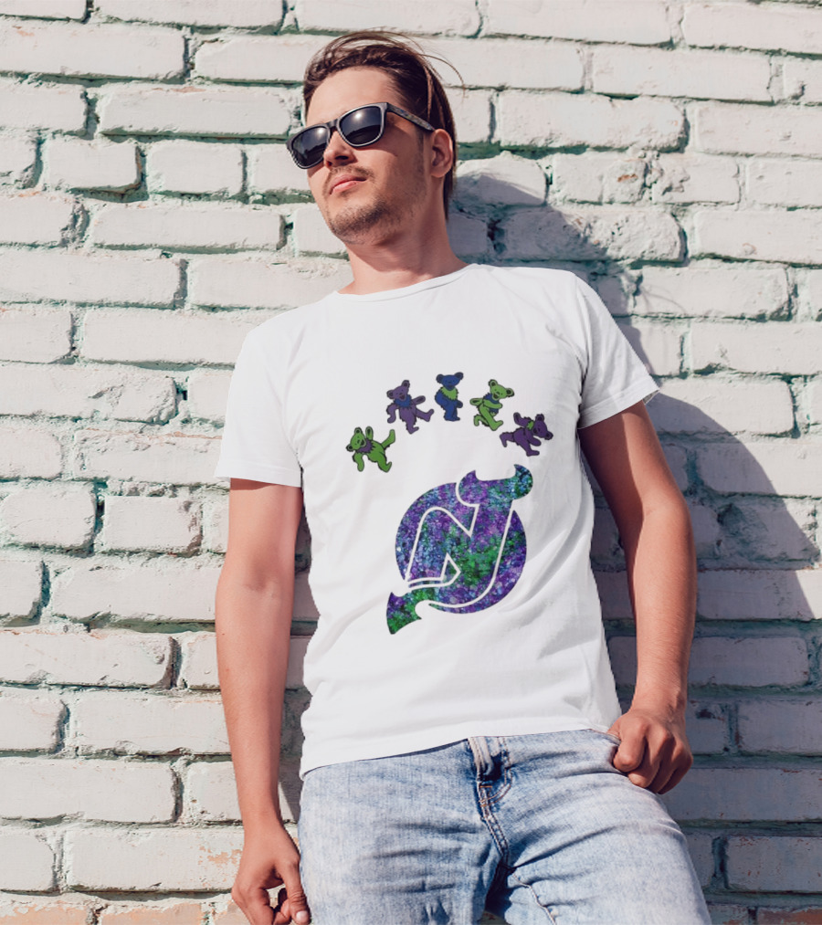 New Jersey Devils Grateful Dead Night 2025 Dancing Bears Iconic Hockey Event T-Shirt
