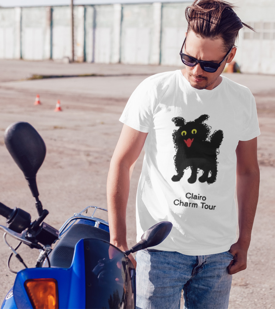 Clairo Charm Tour Cat Yellow Eyes Red Mouth Black Silhouette T-Shirt