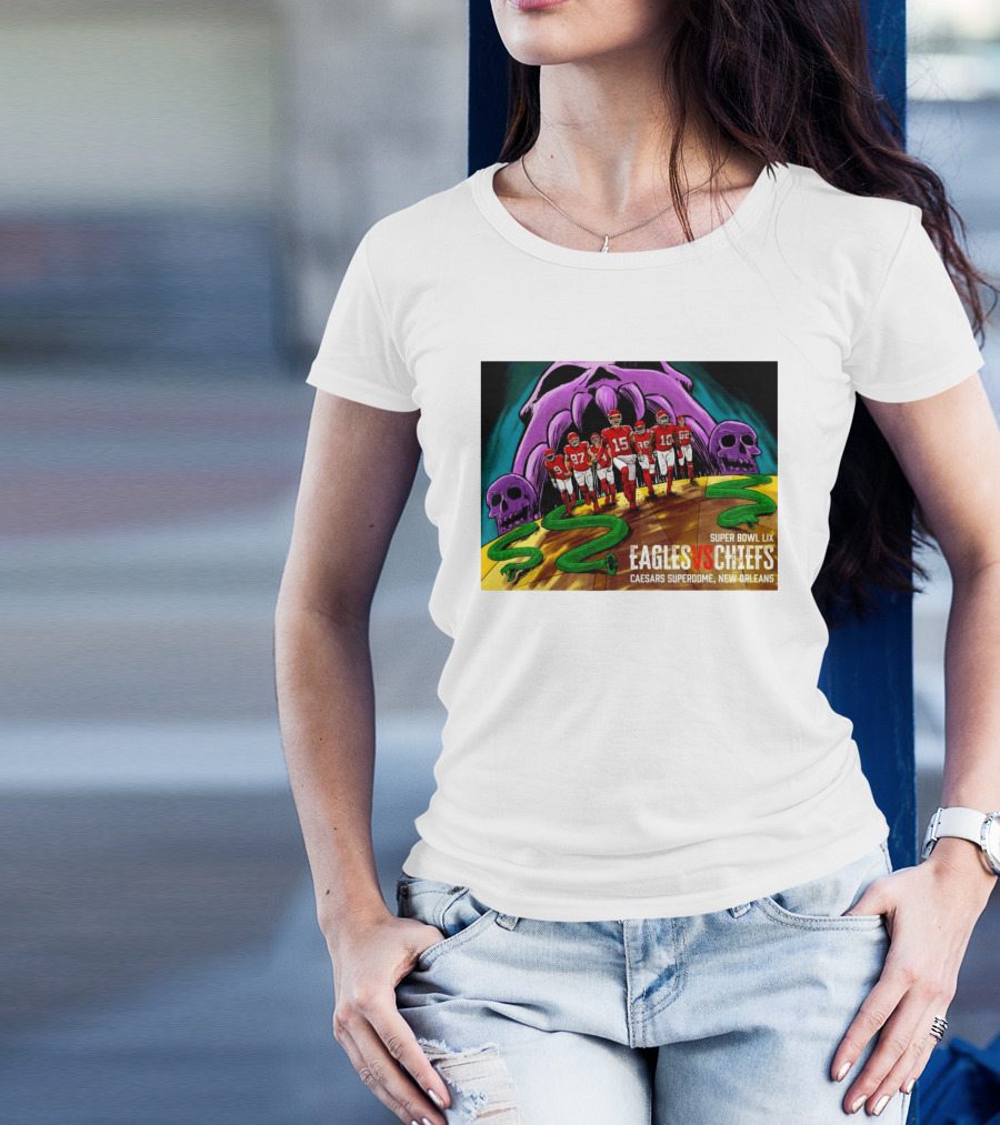 Super Bowl LIX Eagles Vs Chiefs Caesars Superdome New Orleans T-Shirt