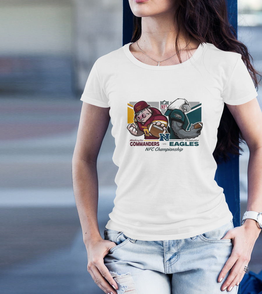 Washington Commanders Vs Philadelphia Eagles NFC Championship January 26 2025 Mascots Showdown T-Shirt