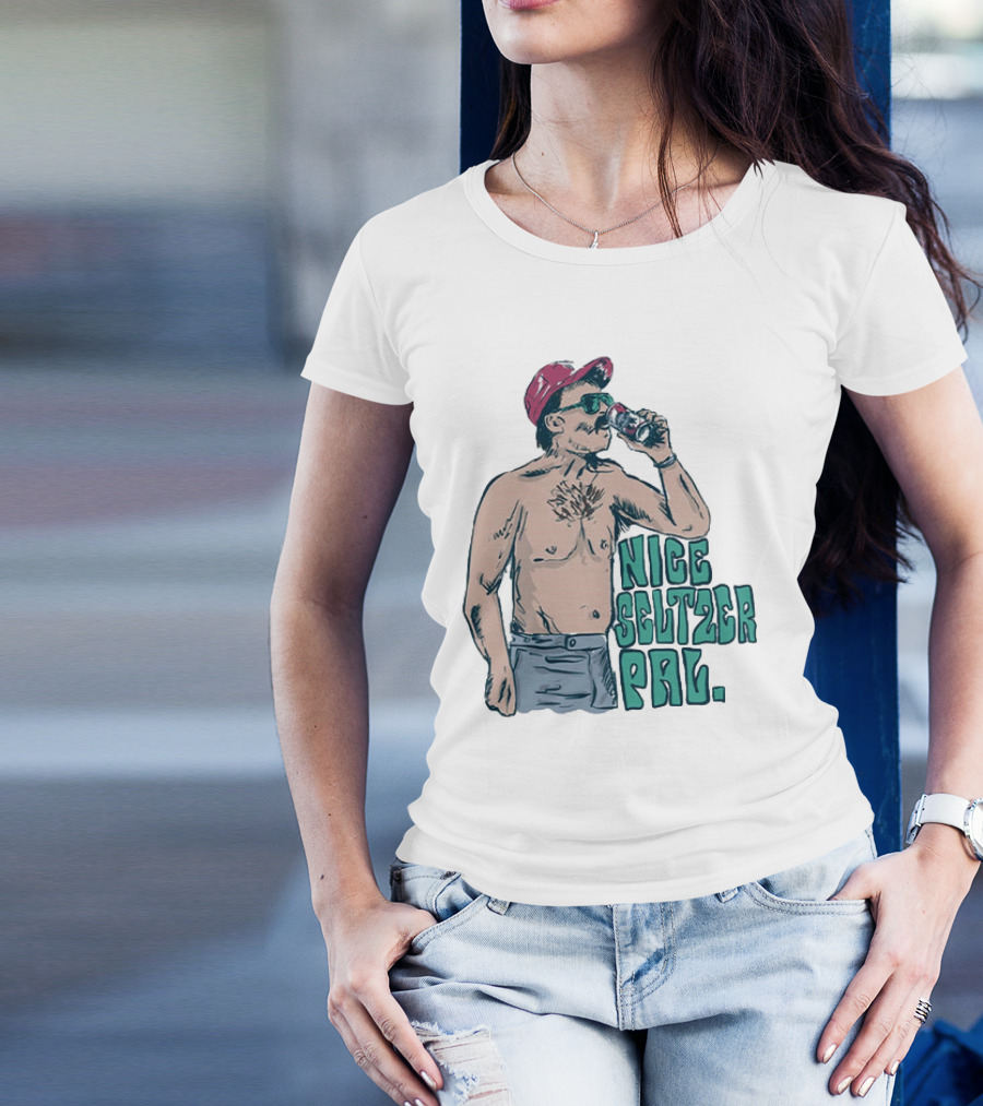 Nice Seltzer Pal 4.0 Cartoon Graphic Of Less Man In Cap And Sunglasses With Drink T-Shirt