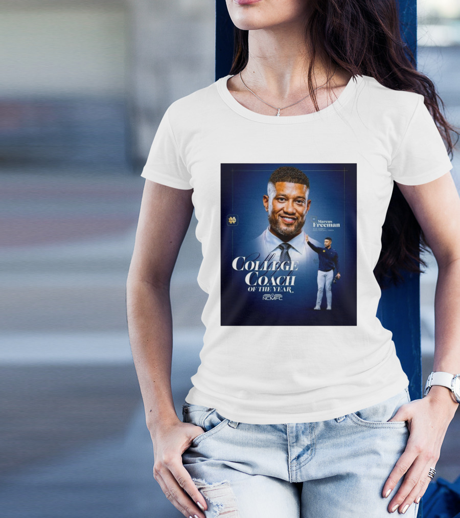 Marcus Freeman 2025 Notre Dame Fighting Irish NCMFC College Coach Of The Year T-Shirt
