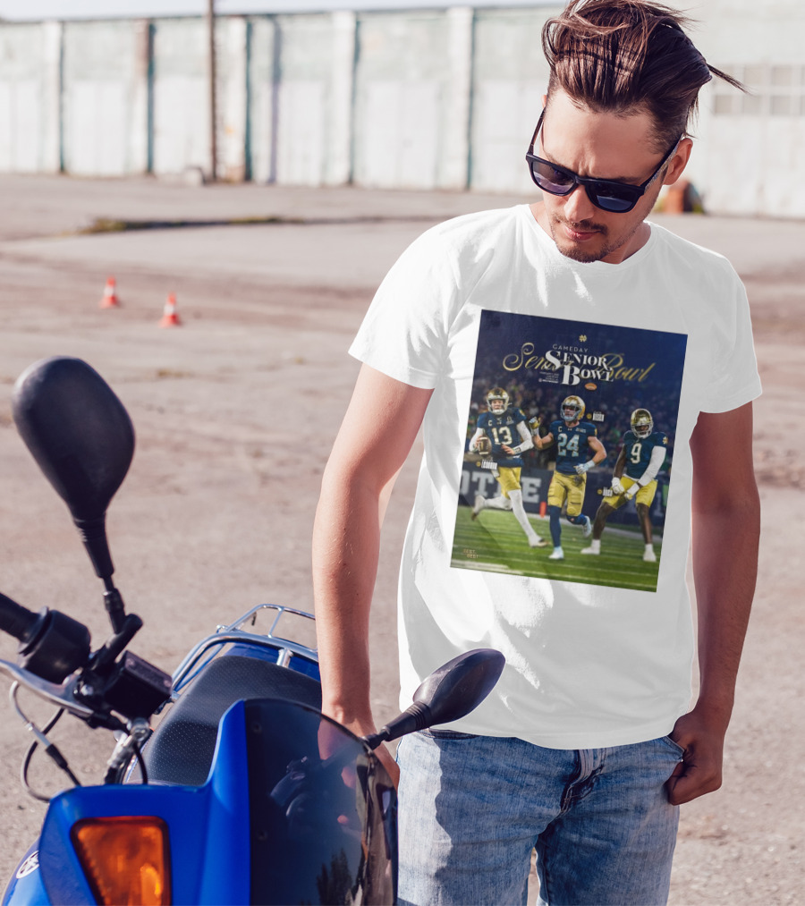 Gameday Senior Bowl February 2025 Notre Dame Fighting Irish Riley Leonard Jack Kiser RJ Oben T-Shirt