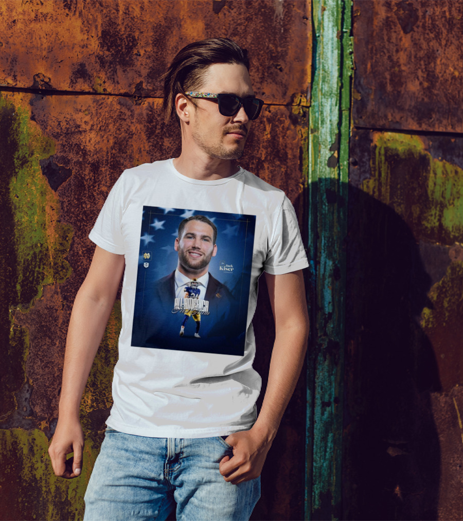 Notre Dame Football CSC Academic All-America First Team Jack Kiser Linebacker 24 Star Background T-Shirt