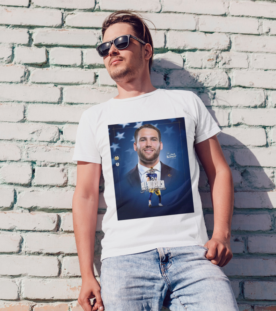 Notre Dame Football CSC Academic All-America First Team Jack Kiser Linebacker 24 Star Background T-Shirt