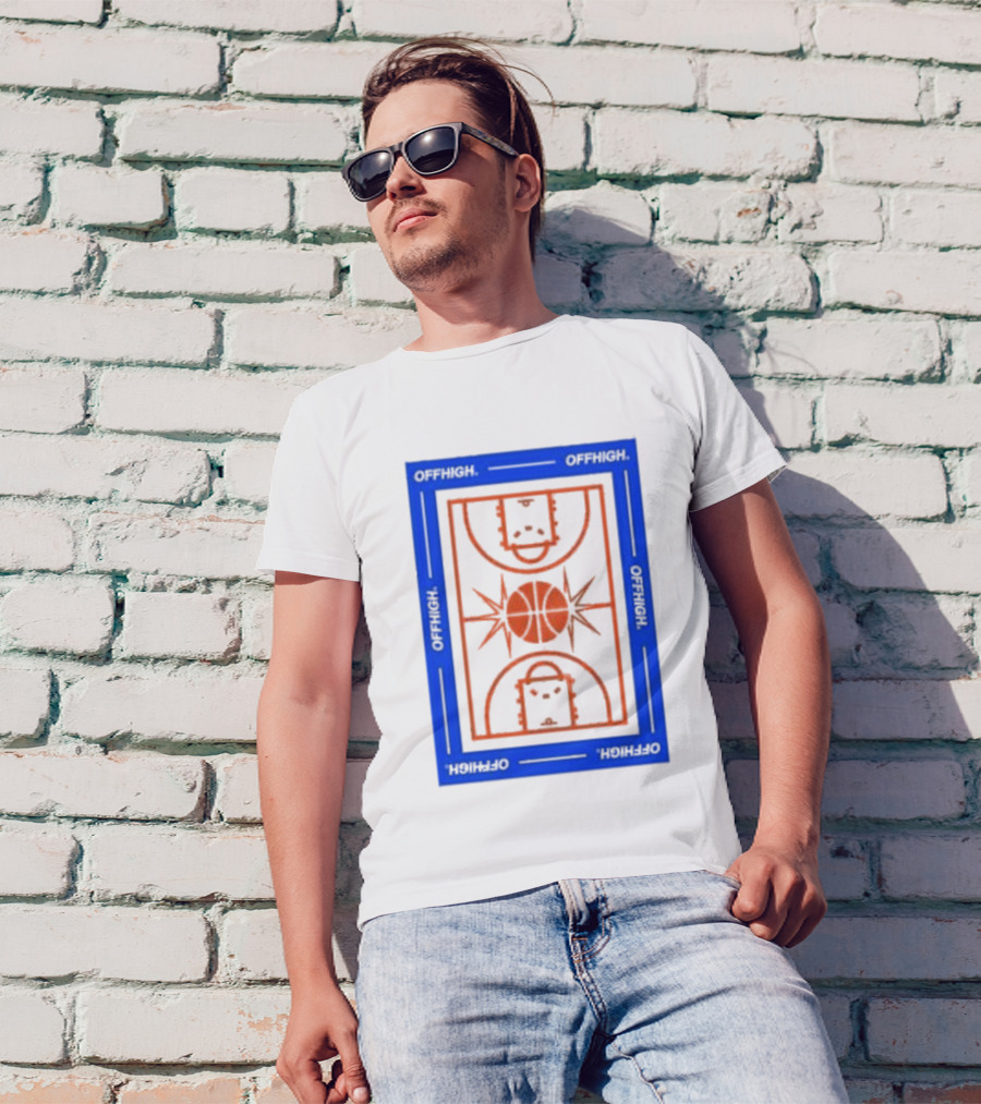 Offhigh Home White Basketball Court Blueprint T-Shirt