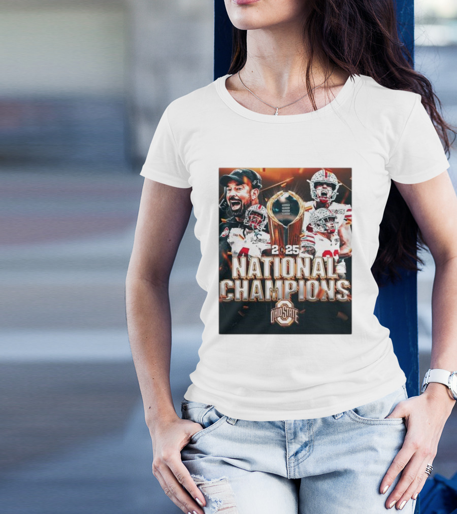 Ohio State Buckeyes 2025 National Champions CFP Football Trophy T-Shirt
