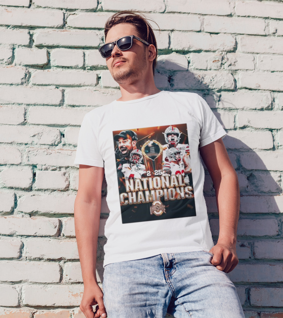 Ohio State Buckeyes 2025 National Champions CFP Football Trophy T-Shirt