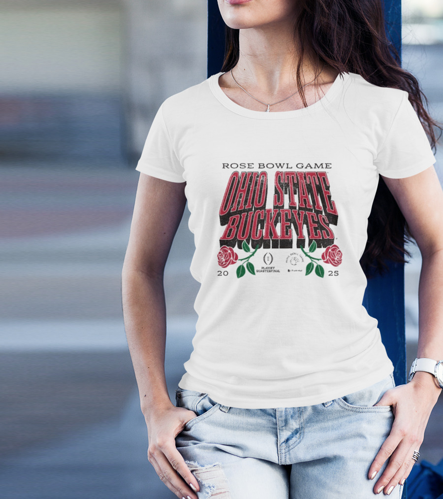 Ohio State Buckeyes Rose Bowl Game 2025 Playoff Quarterfinal Drop Shadow T-Shirt