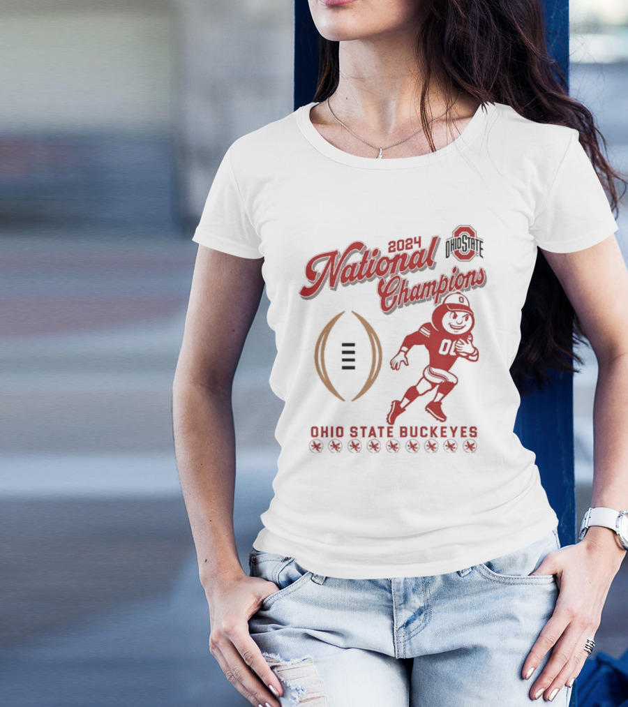2024 National Champions Ohio State Buckeyes Football Playoff Mascot T-Shirt