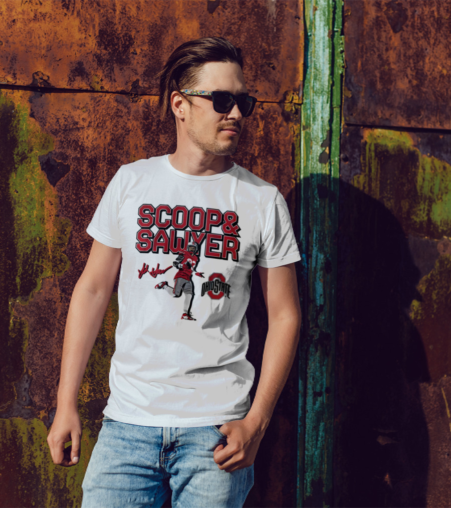Ohio State Scoop And Sawyer Jack Sawyer Signature Buckeyes Football T-Shirt