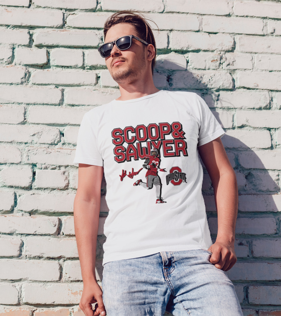 Ohio State Scoop And Sawyer Jack Sawyer Signature Buckeyes Football T-Shirt
