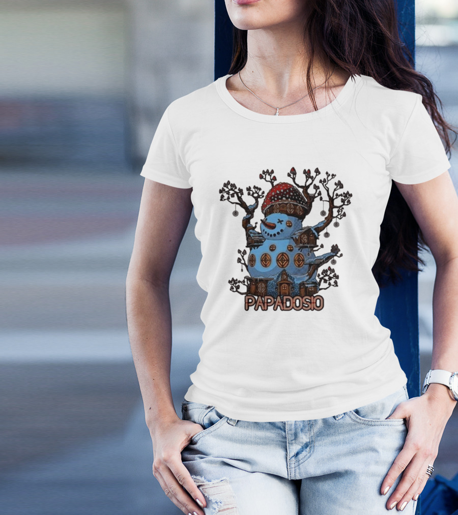 Papadosio Crimbus Snowman With Red Hat And Light Symbols T-Shirt