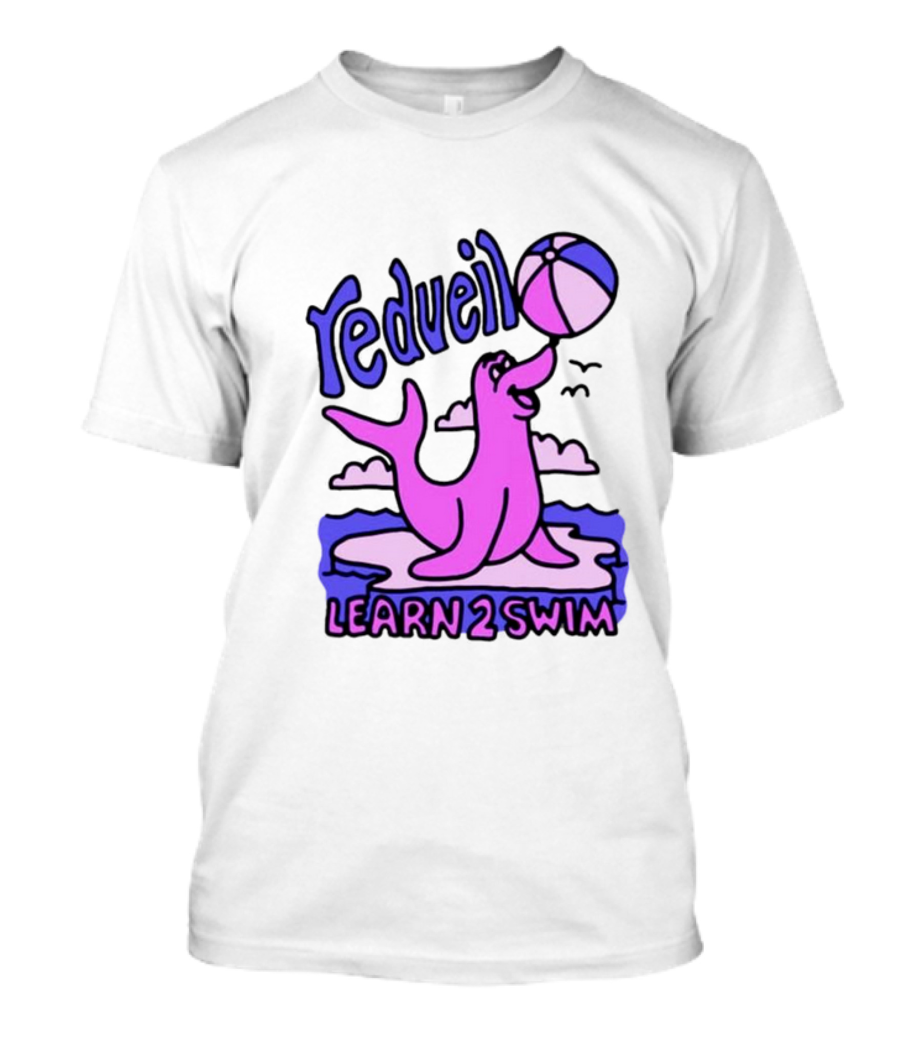 Redveil Learn 2 Swim Tour Spring Beachball Seal Design T-Shirt