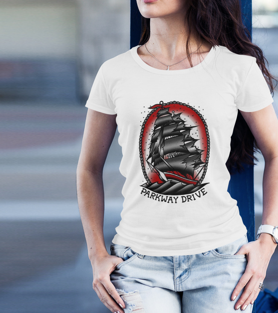 Parkway Drive Home Is For The Heartless Ship Ocean Tattoo Art Style T-Shirt