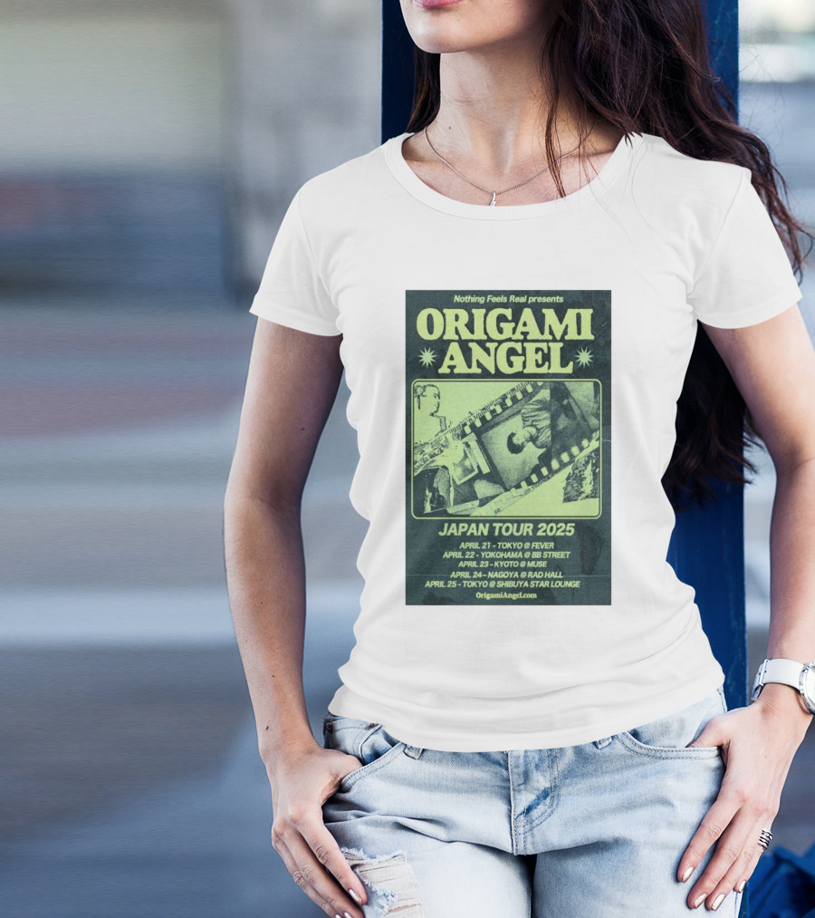 Origami Angel Nothing Feels Real Japan Tour 2025 Tokyo Nagoya Kyoto Yokohama Shibuya T-Shirt