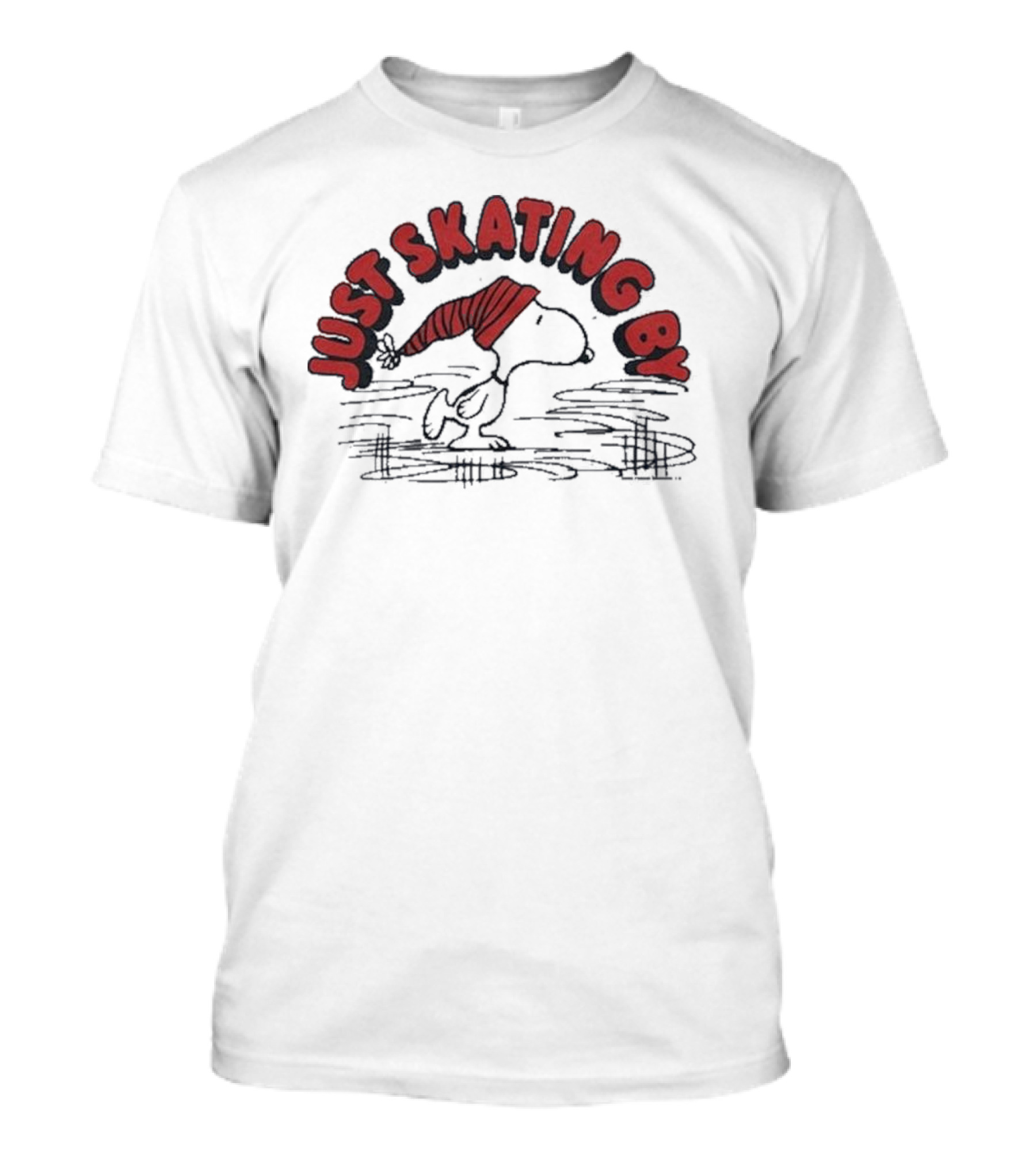 Peanuts Snoopy Just Skating By Winter Holiday Sweater Skating Scene T-Shirt