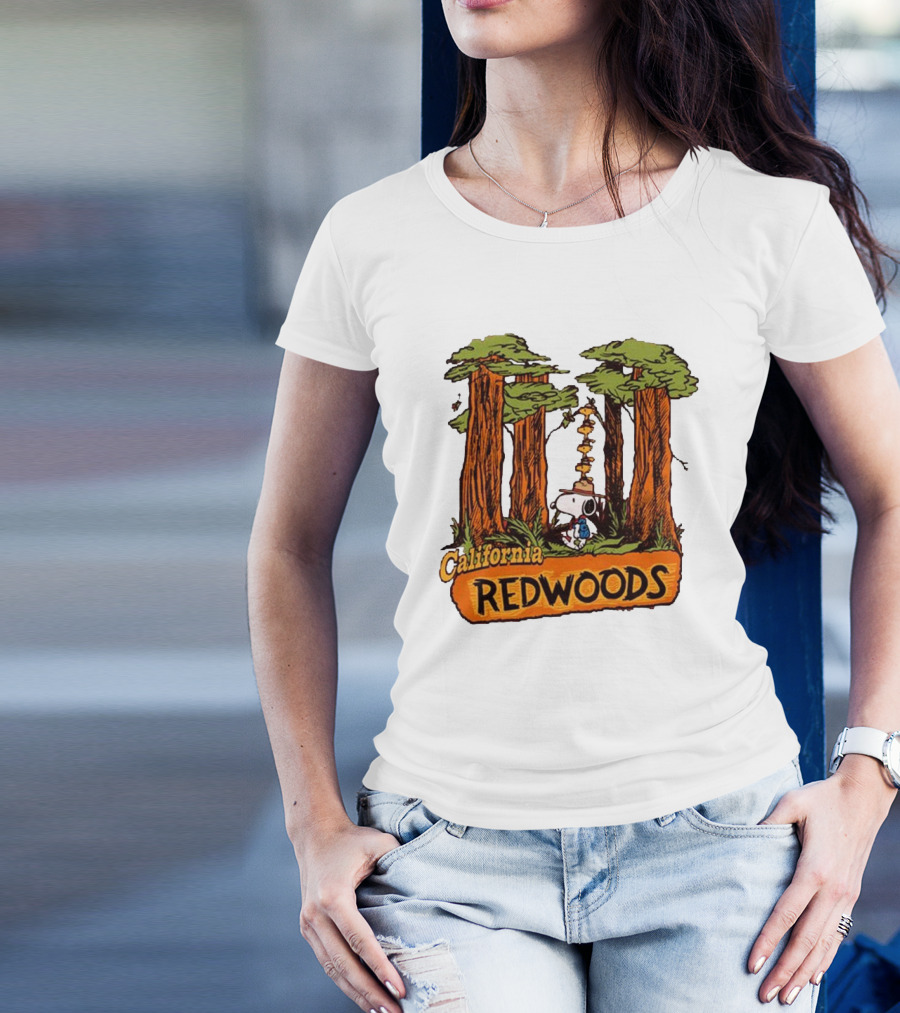 California Redwoods Snoopy Peanuts Camping Adventure T-Shirt