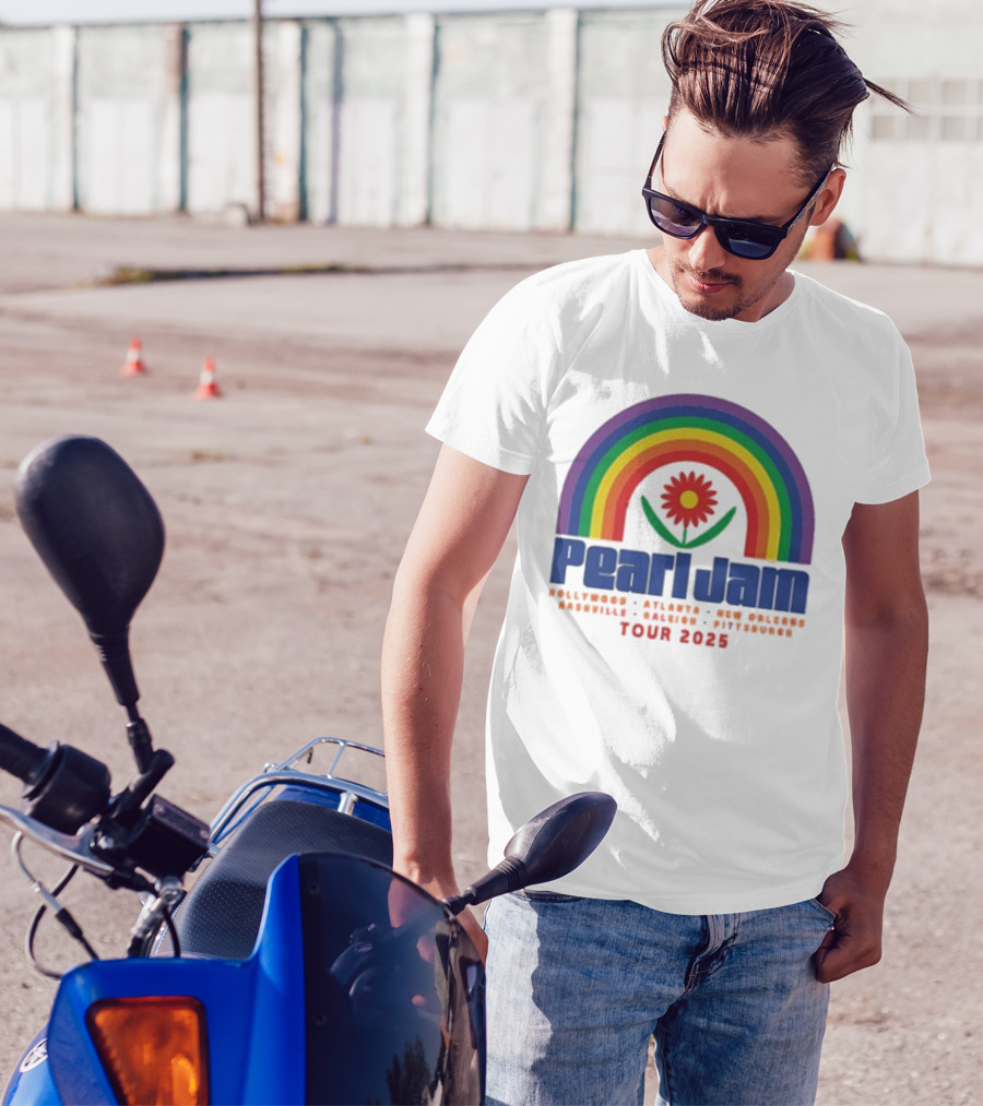 Pearl Jam Rainbow Blossom Hollywood Atlanta New Orleans Montreal Hanover Stuttgart Tour 2025 T-Shirt