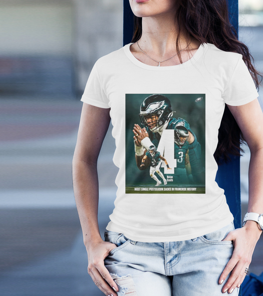 Philadelphia Eagles Nolan Smith 4 Most Single Postseason Sacks In Franchise History T-Shirt