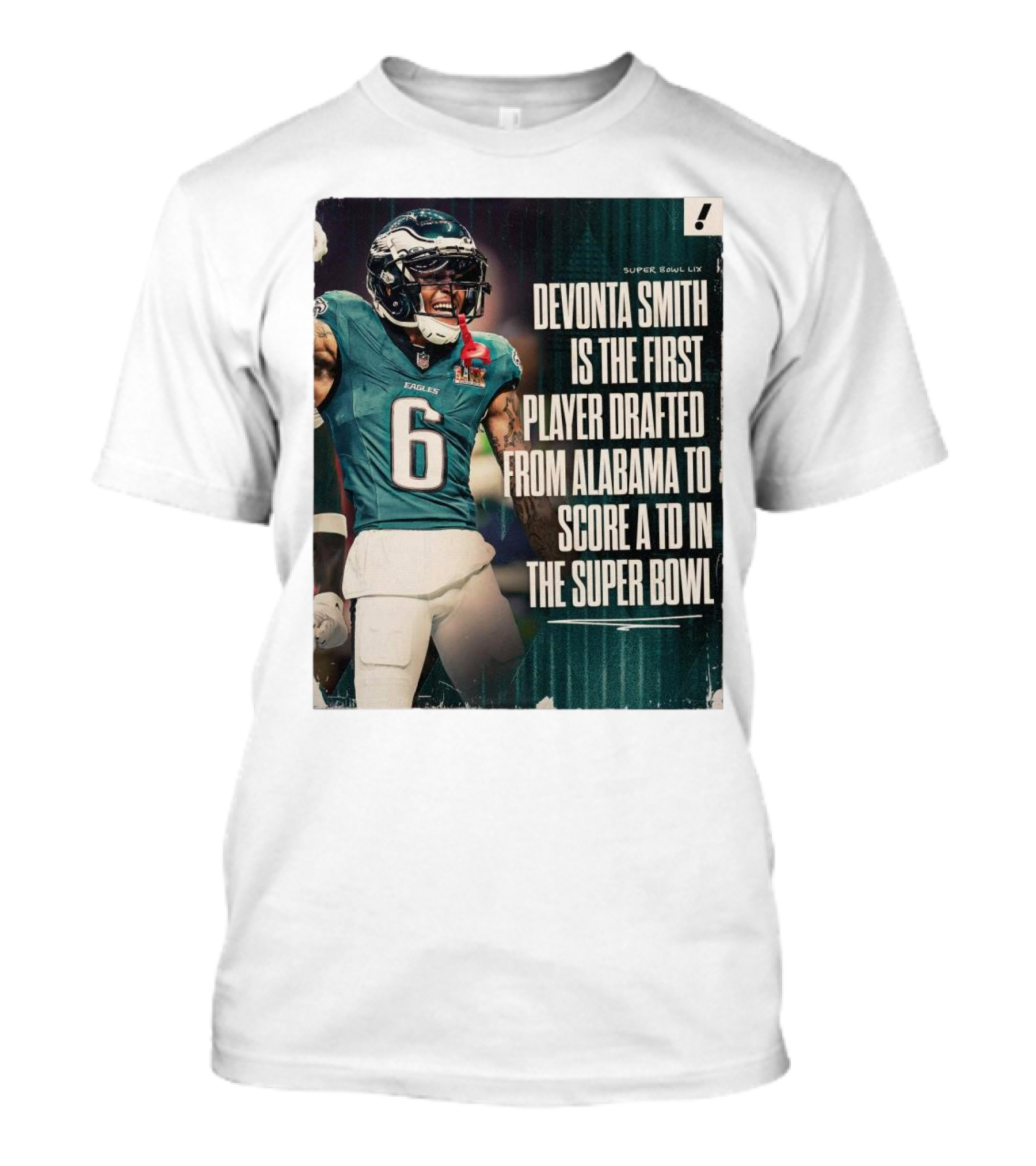 DeVonta Smith Philadelphia Eagles First Alabama Player To Score TD In Super Bowl LIX T-Shirt