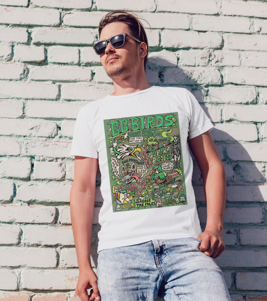 Philadelphia Eagles Go Birds Super Bowl Dog Mentality Tush Push Take A Trip To LIX Grease The Poles T-Shirt