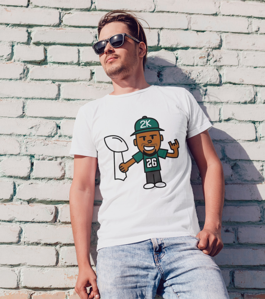 Philadelphia Eagles 2K Super Bowl Champions Saquon Barkley Trophy Celebration T-Shirt