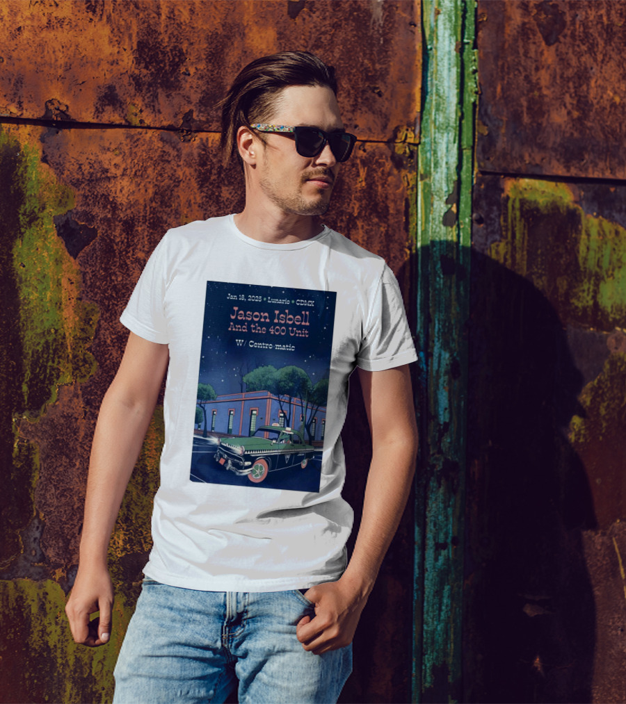 Jan 18-2025 Lunario CDMX Jason Isbell And The 400 Unit W/ Centro-matic Retro Car Night Scene T-Shirt