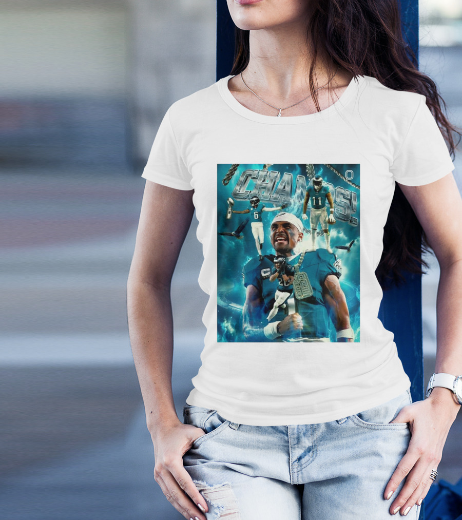 Philadelphia Eagles DeVonta Smith A.J. Brown Saquon Barkley Champs 2024 Football Celebration T-Shirt