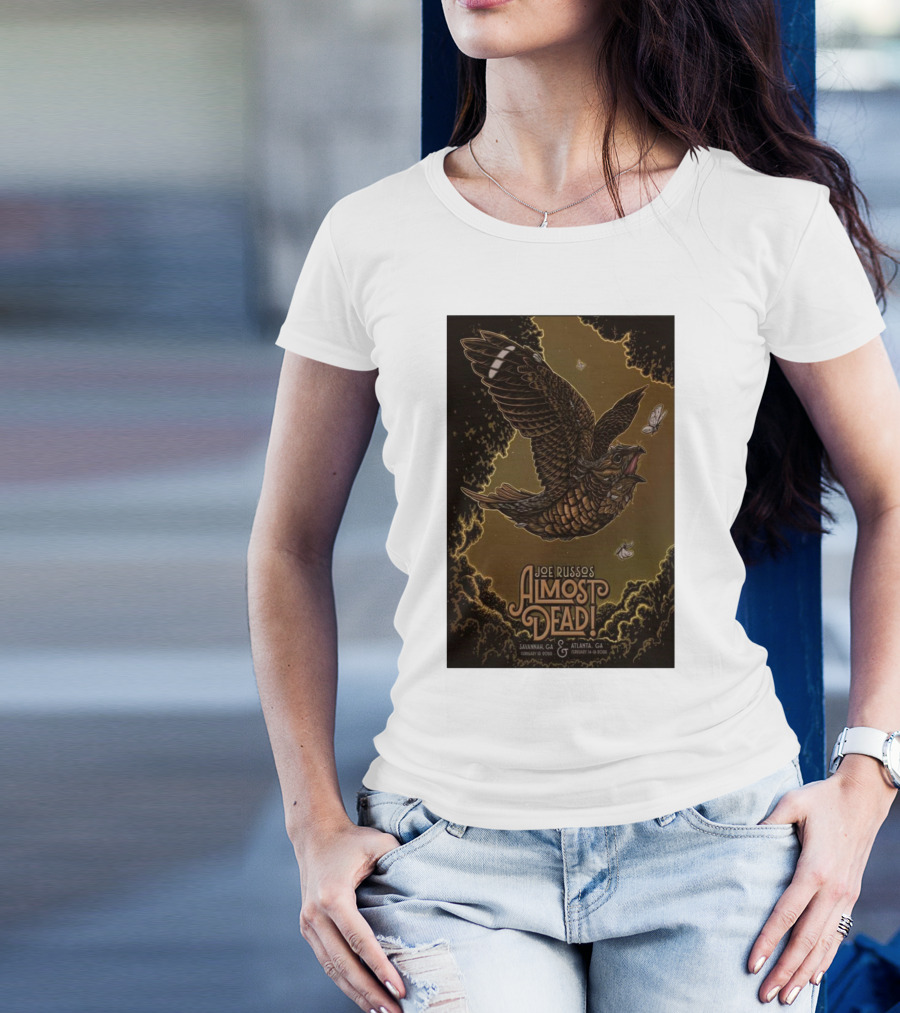 Joe Russo's Almost Dead 2025 Tour Savannah And Atlanta Dates With Owl And Moths Imagery T-Shirt