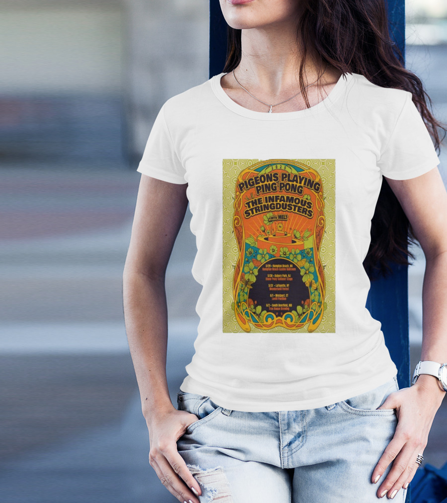 2025 Pigeons Playing Ping Pong The Infamous Stringdusters Melt Tour Dates T-Shirt