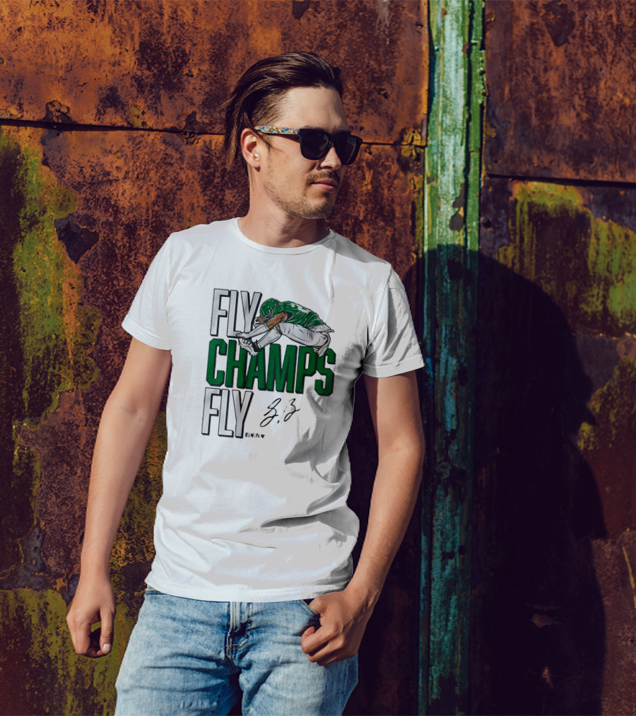 Philadelphia Eagles Saquon Barkley Fly Champs Fly Super Bowl LIX Signature T-Shirt