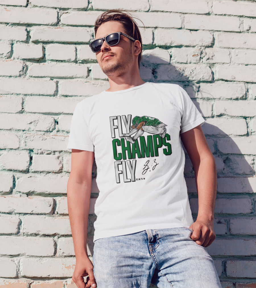 Philadelphia Eagles Saquon Barkley Fly Champs Fly Super Bowl LIX Signature T-Shirt