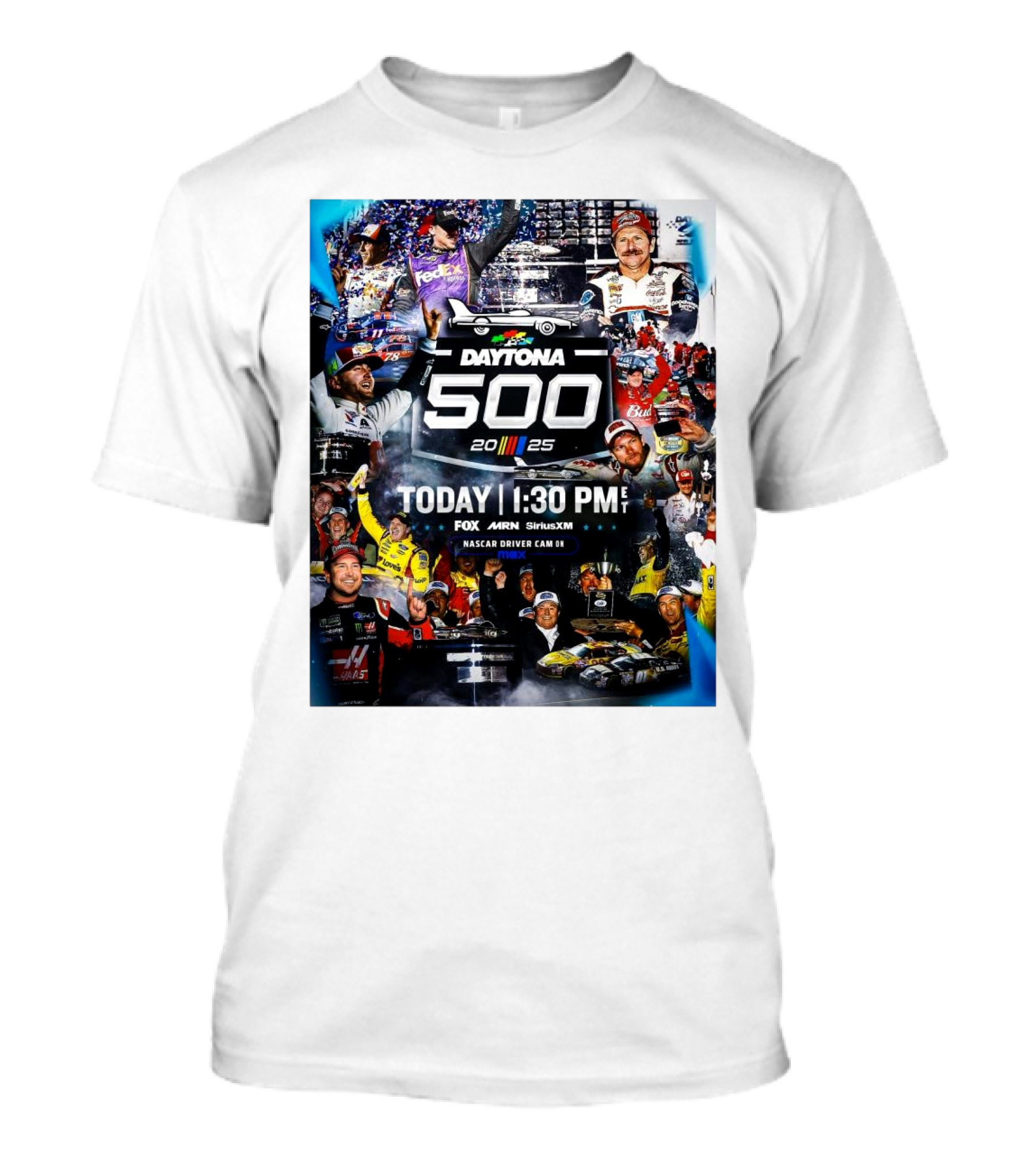 Daytona 500 February 16 2025 The Biggest Stars On The Biggest Stage NASCAR Race Event Fox MRN SiriusXM T-Shirt