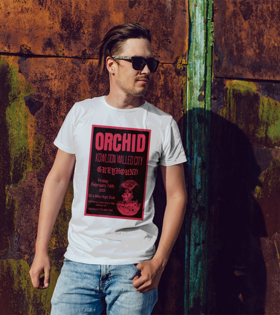 Orchid Kowloon Walled City Greyhound Eli's Mile High Club Oakland February 14 2025 T-Shirt