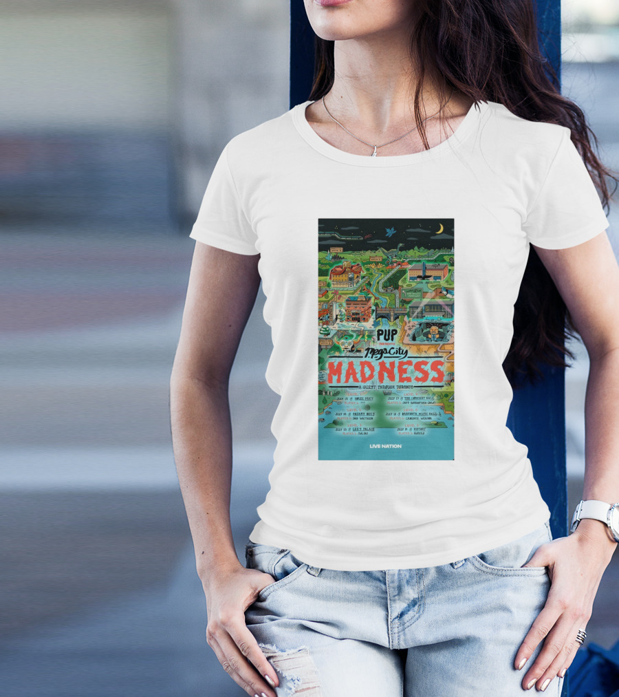 Pup Presents Megacity Madness A Quest Through Toronto July 13-19 2025 Tour Six Shows Featured Players Salads Jeff Rosenstock Bad Waitress T-Shirt
