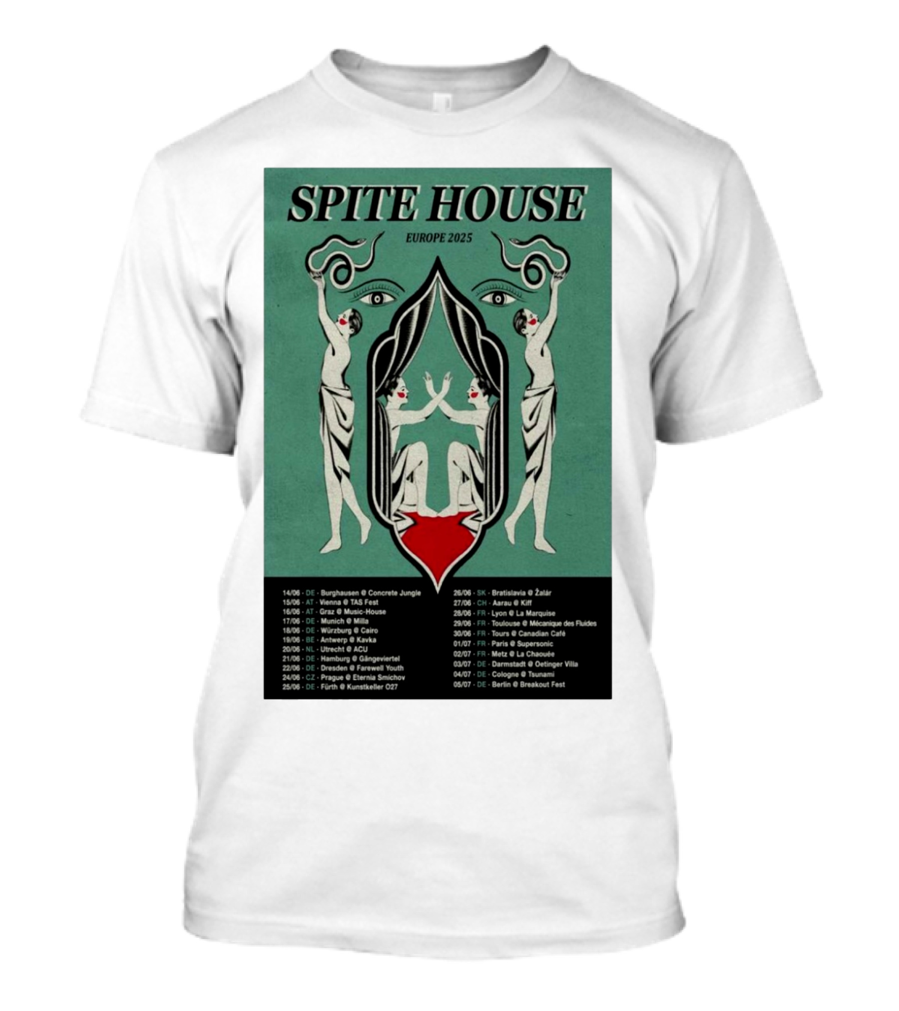 SPITE HOUSE Europe 2025 Tour Dates Burghausen Concrete Jungle Vienna TAS Fest Munich Feierwerk Wurzburg Cairo T-Shirt