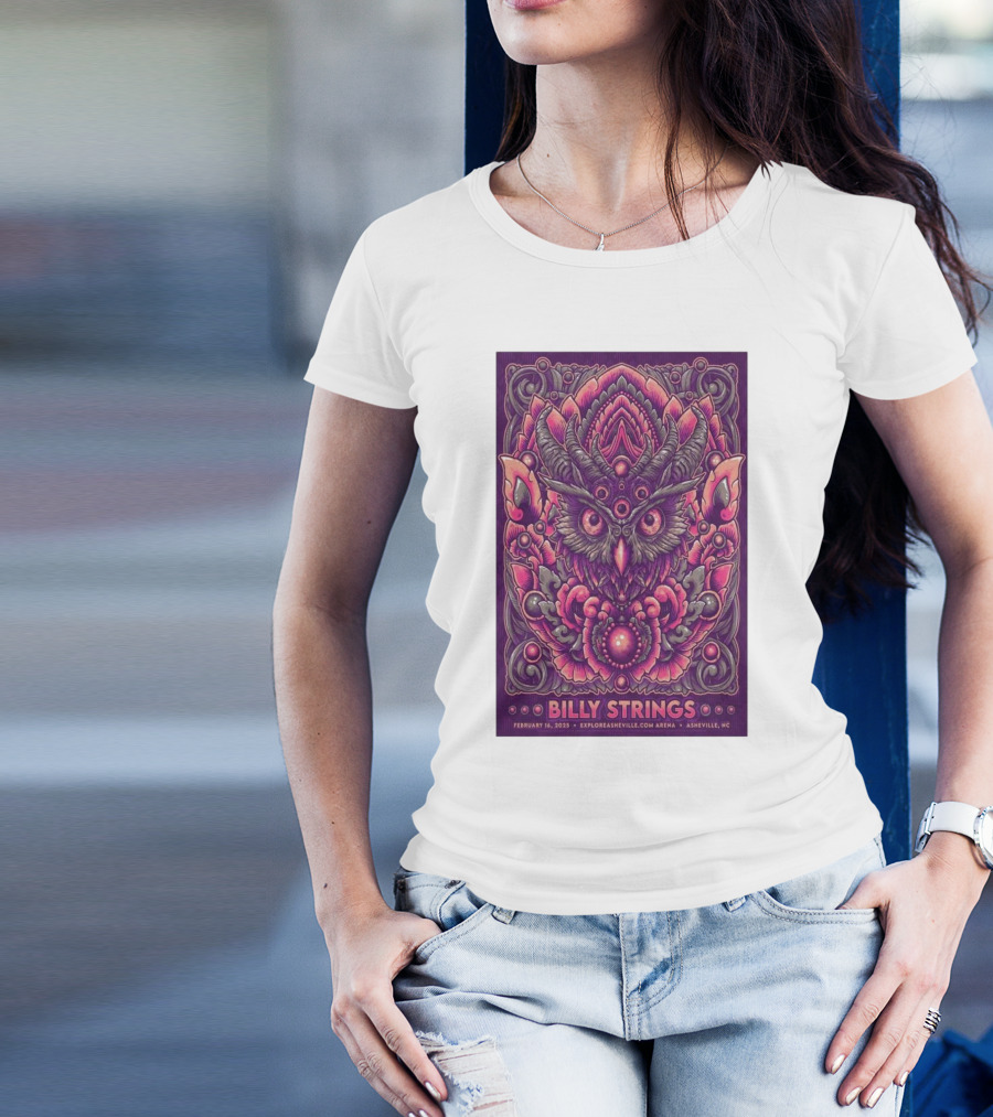 Billy Strings Exploreasheville.com Arena February 16 2025 Asheville NC Owl Design T-Shirt