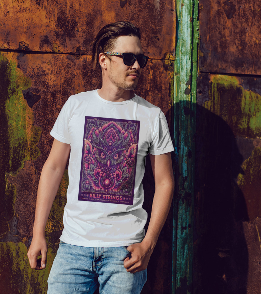 Billy Strings Exploreasheville.com Arena February 16 2025 Asheville NC Owl Design T-Shirt