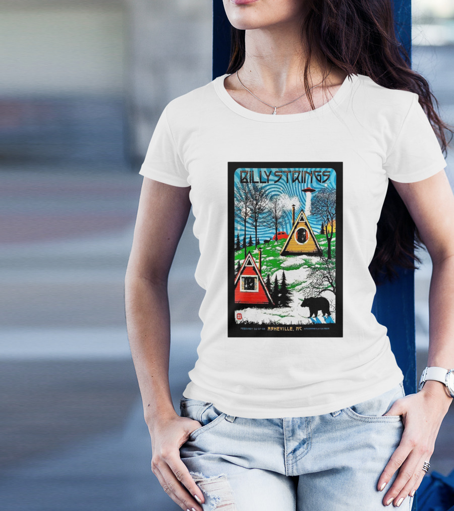 Billy Strings Feb 6-8 2025 ExploreAsheville.com Arena NC Cabin UFO Bear Forest T-Shirt