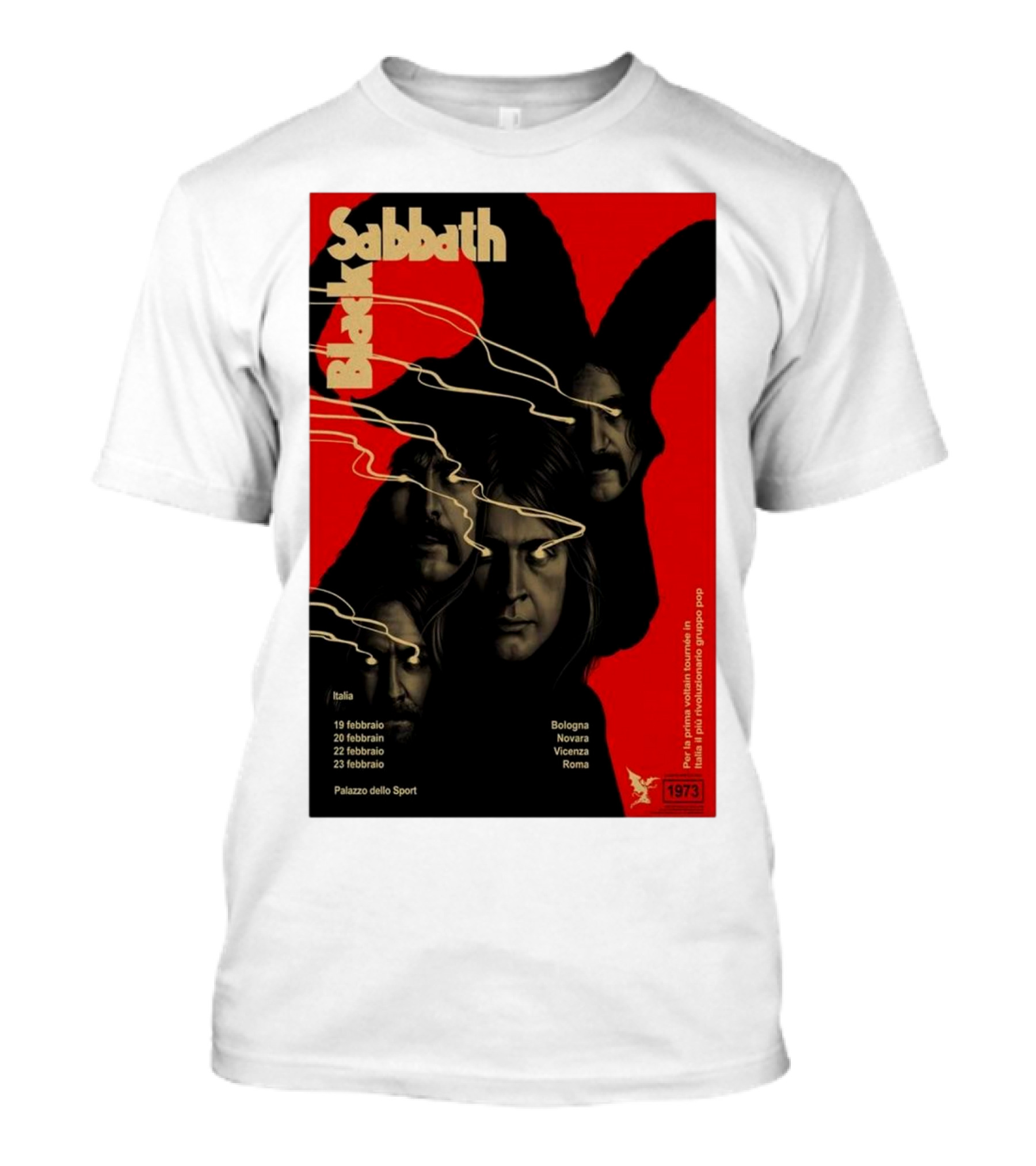 Black Sabbath Italy Tour February 2025 Bologna Novara Vicenza Roma Palazzo Dello Sport T-Shirt
