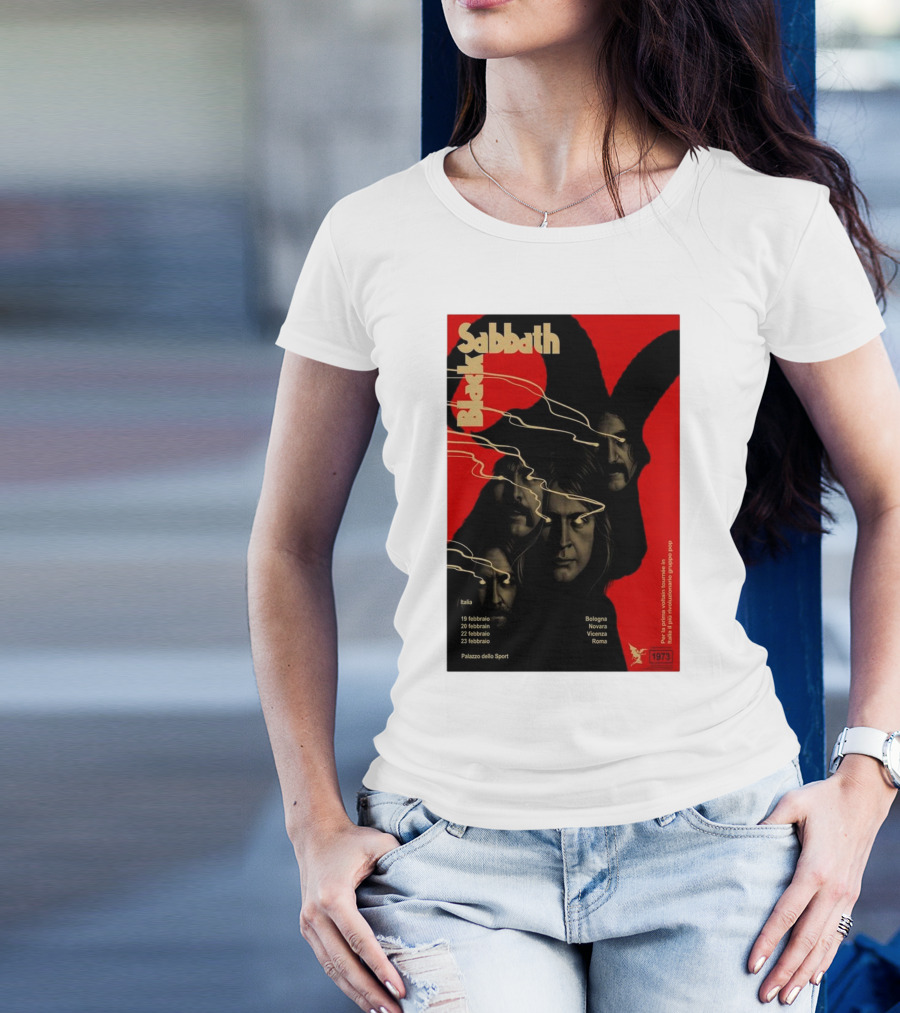 Black Sabbath Italy Tour February 2025 Bologna Novara Vicenza Roma Palazzo Dello Sport T-Shirt