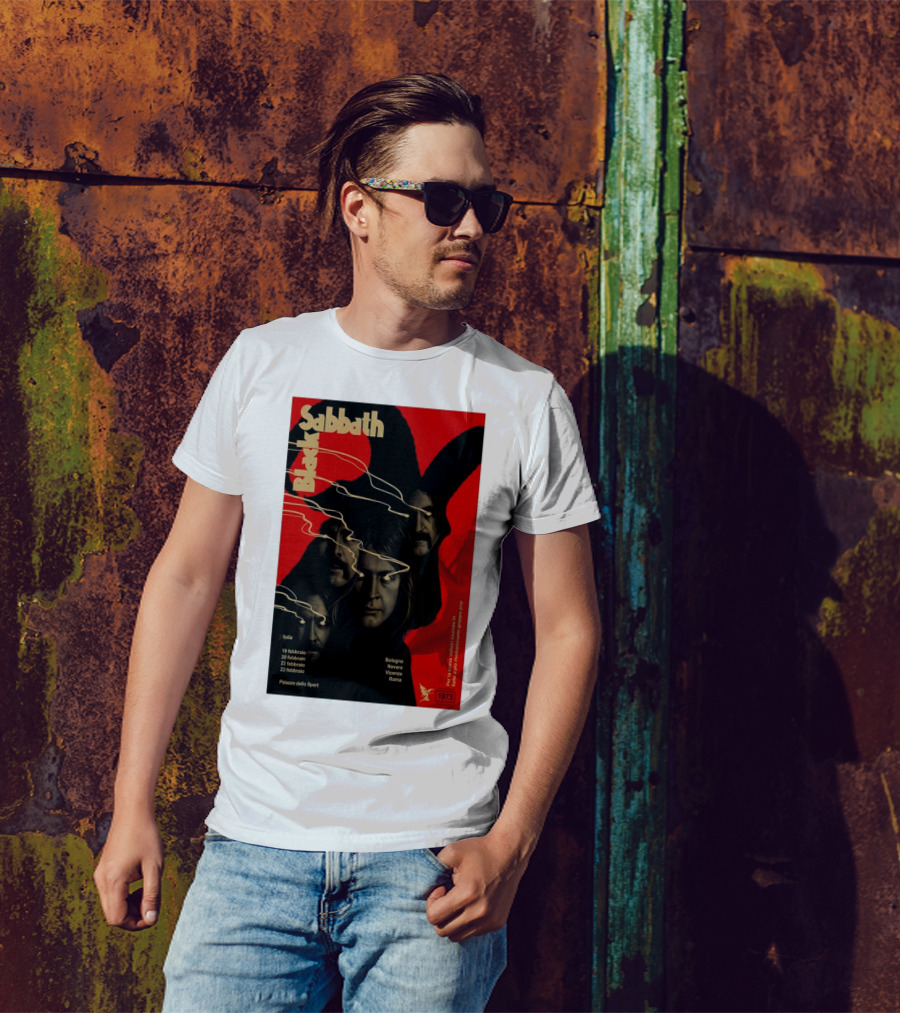 Black Sabbath Italy Tour February 2025 Bologna Novara Vicenza Roma Palazzo Dello Sport T-Shirt