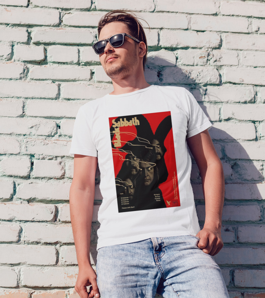 Black Sabbath Italy Tour February 2025 Bologna Novara Vicenza Roma Palazzo Dello Sport T-Shirt