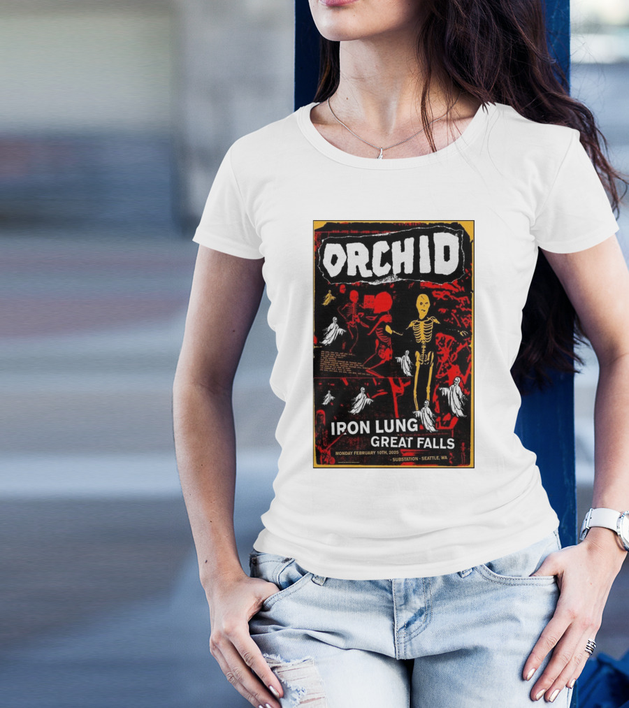 Orchid Iron Lung Great Falls Feb 10 2025 Substation Seattle WA T-Shirt