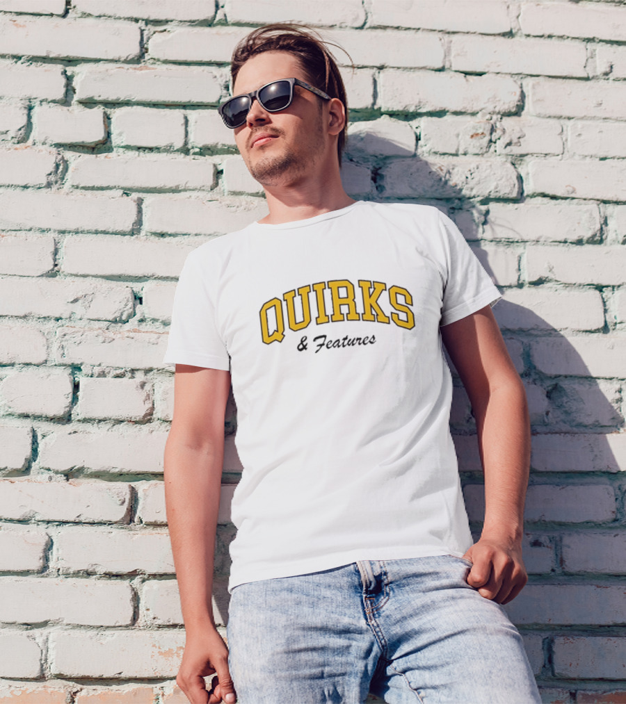 Quirks Bold Yellow Arch Text T-Shirt