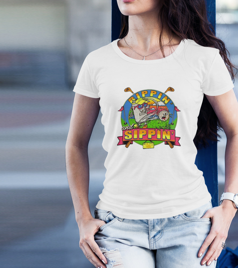 Rippin’ And Sippin’ Golf Old Row Funny Cartoon Golfing Cooler T-Shirt