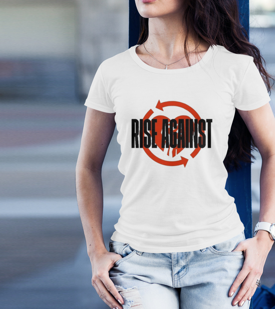 Rise Against Red Heart Fist Arrow Emblem T-Shirt