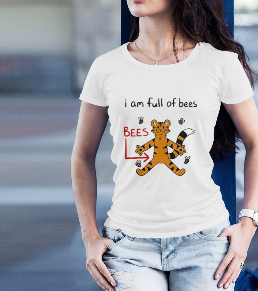 Prism Paws Tiger Bees Humor Graphic T-Shirt